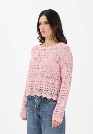 JDY Maglia traforata rosa da donna 15287384 FRLI JDY 