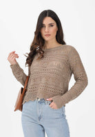 JDY Maglia traforata fango da donna 15287384 GR JDY 
