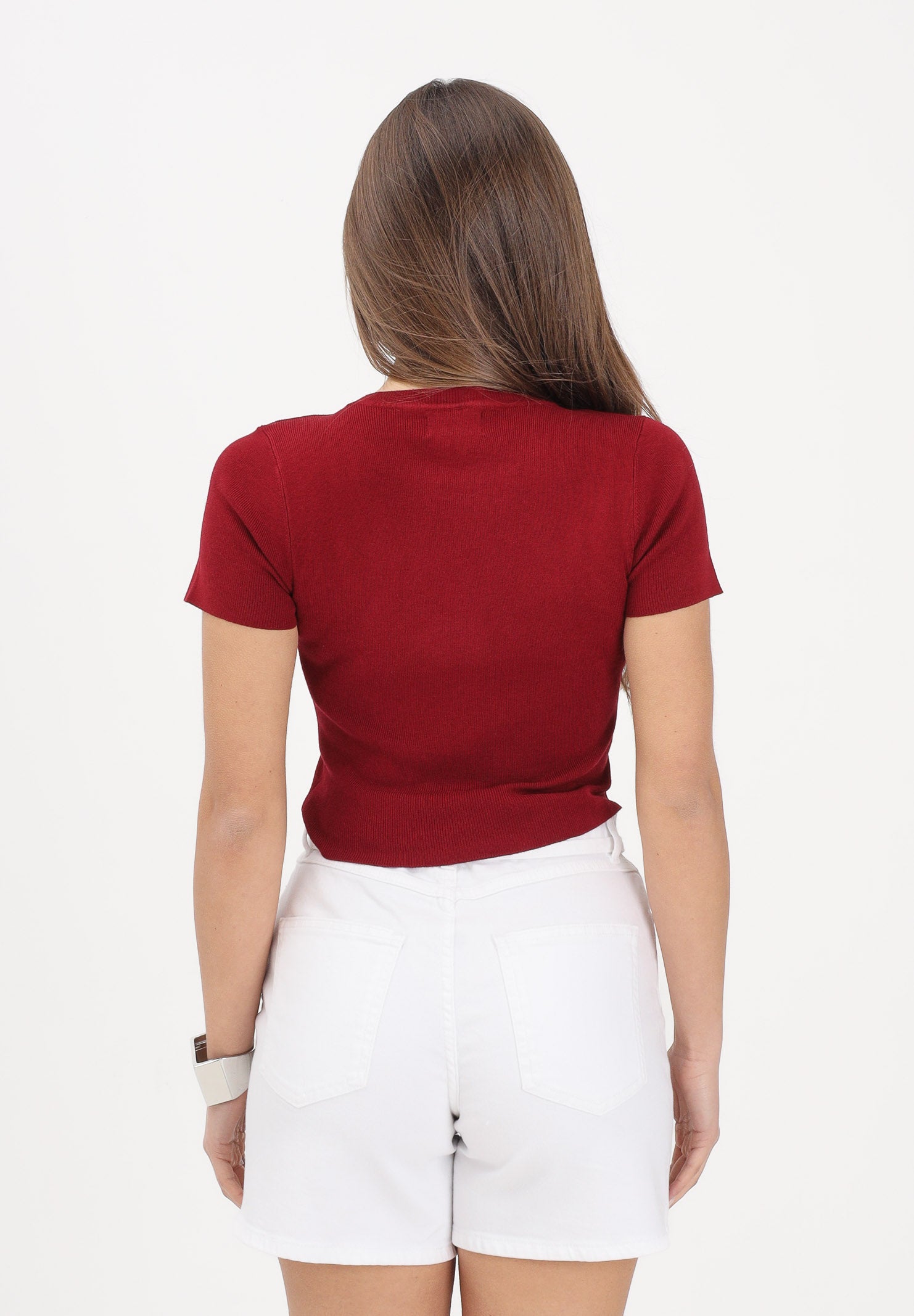 JDY Top a manica corta bordeaux da donna 15294790 RH JDY 