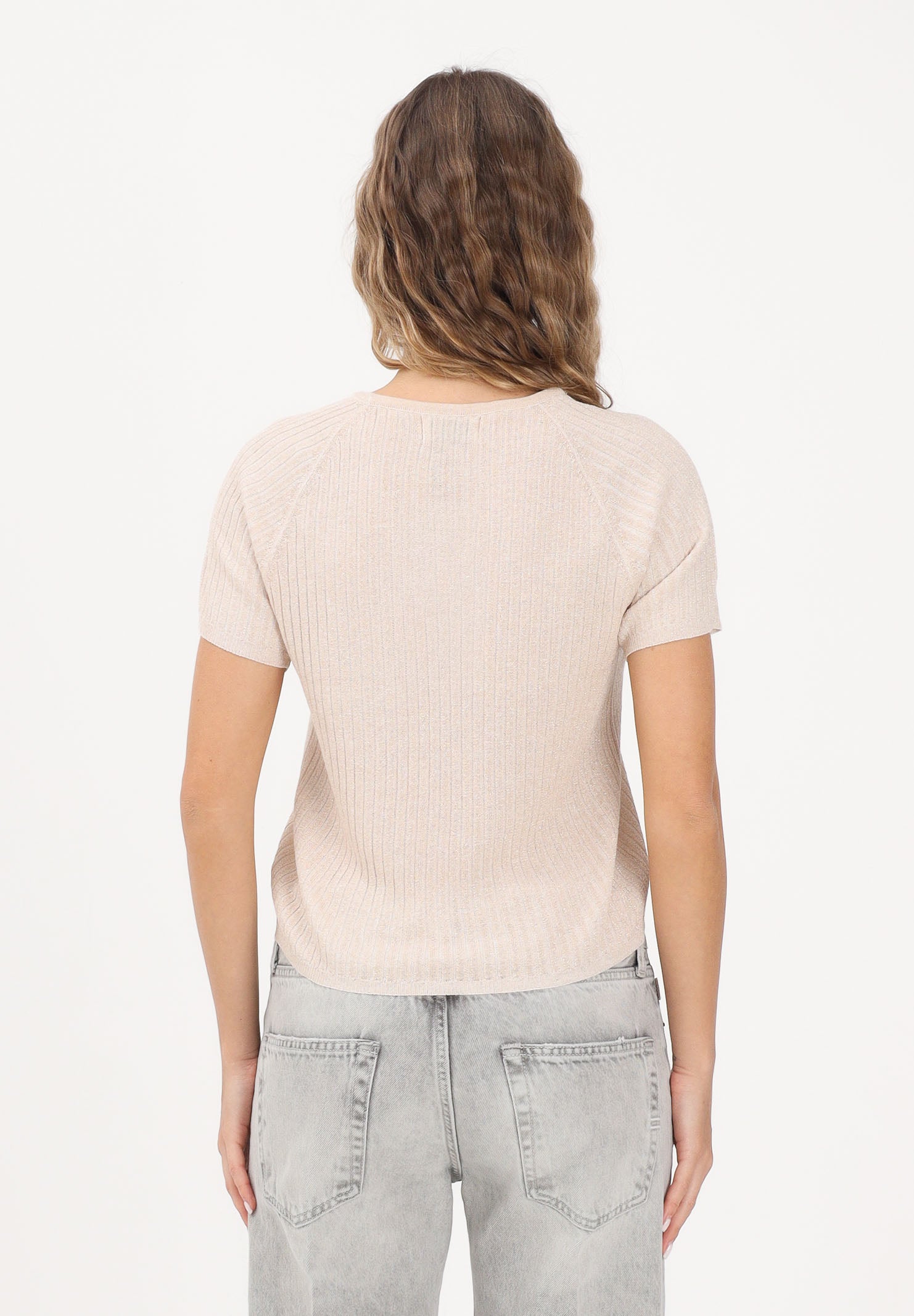JDY Maglia girocollo beige da donna in filo 15334641 CLDAWGO JDY 