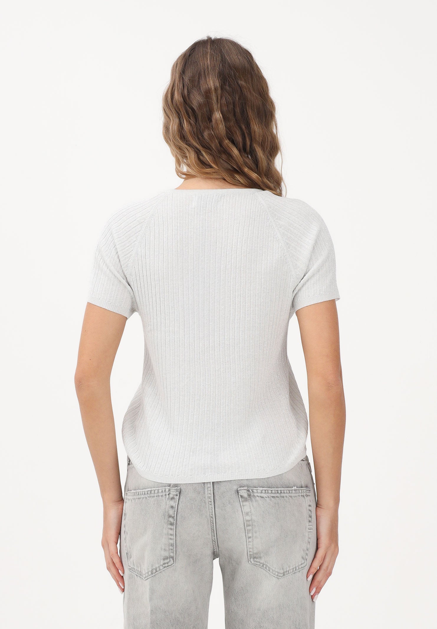 JDY Maglia girocollo argento da donna in filo 15334641 CLDAWSI JDY 