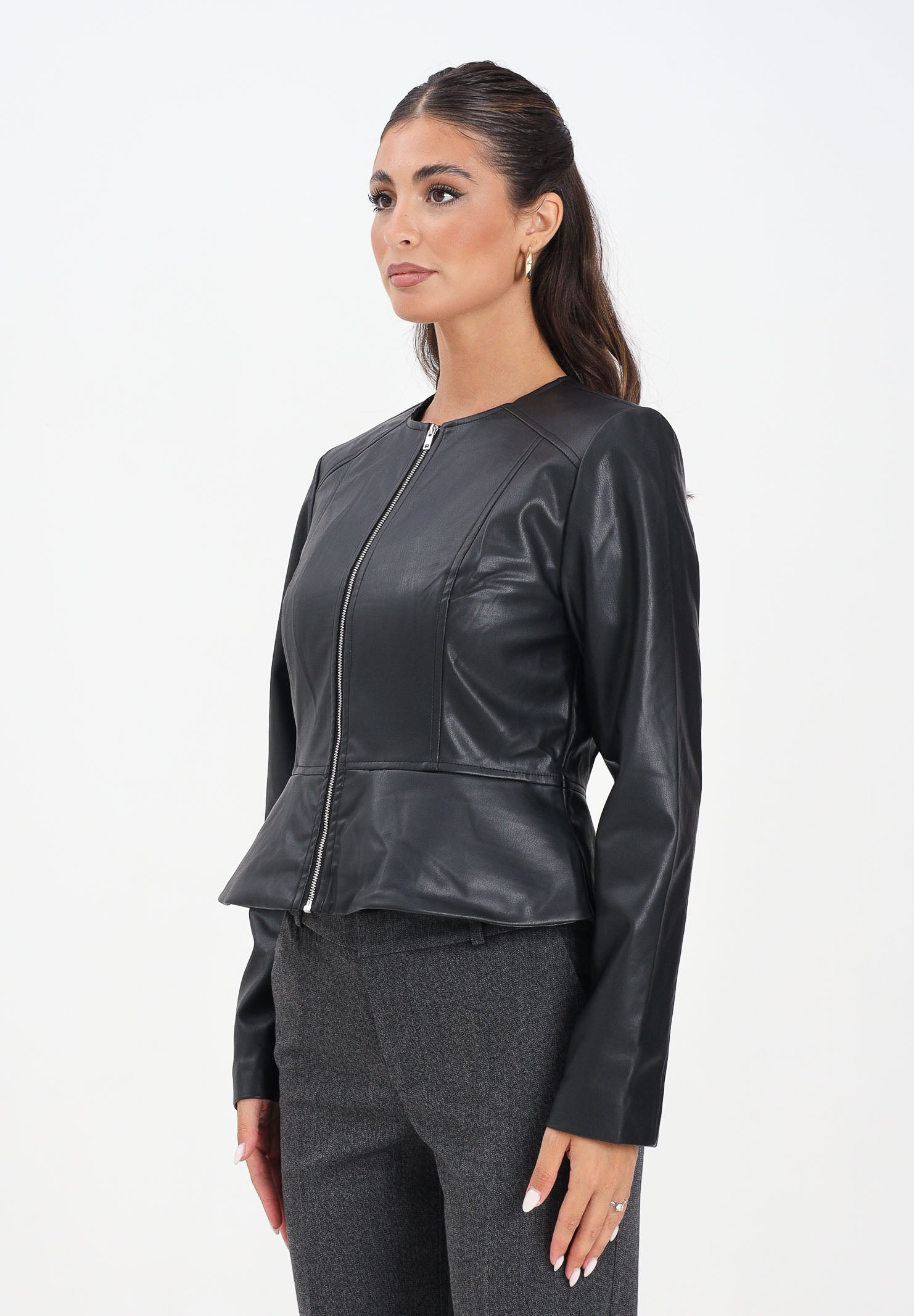 JDY Giubbotto in ecopelle nero da donna 15353991 Black JDY 