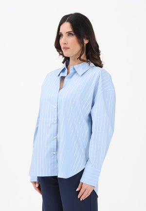 JDY Camicia a manica lunga azzurra da donna con sottili righe verticali 15359455 CHBL JDY 