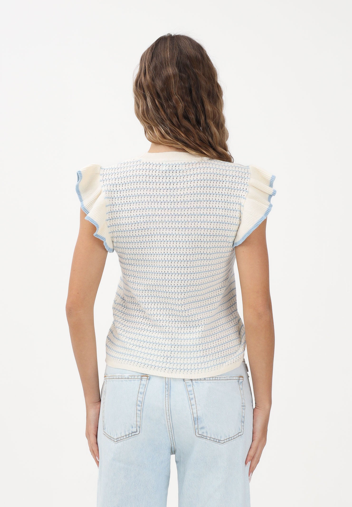JDY Top in maglia panna da donna con motivo a righe 15360345 CLDAWPO JDY 