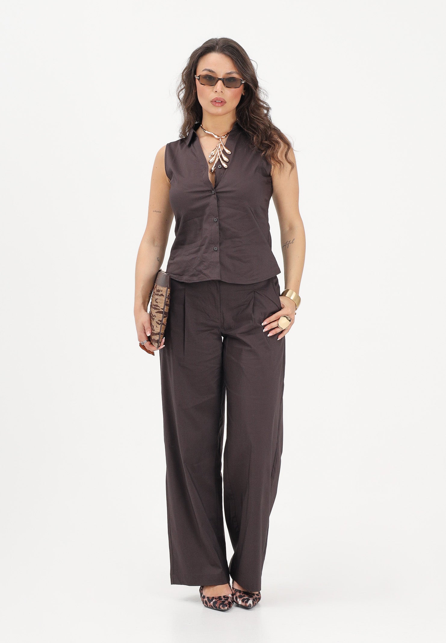 JDY Pantalone marrone da donna 15363391 CHTO JDY 