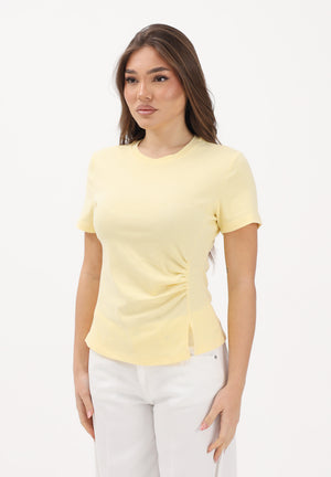 JDY T-shirt a manica corta gialla da donna con drappeggio 15365933 DOCR JDY 