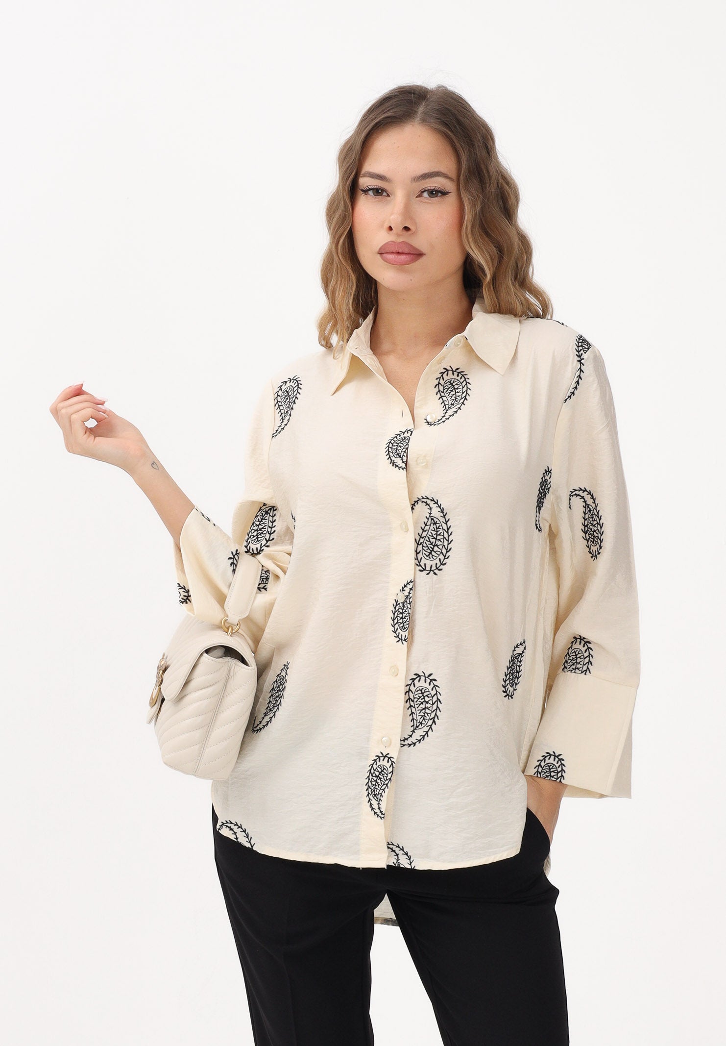 JDY Camicia panna da donna con fantasia paisley 15367956 ECBL JDY 