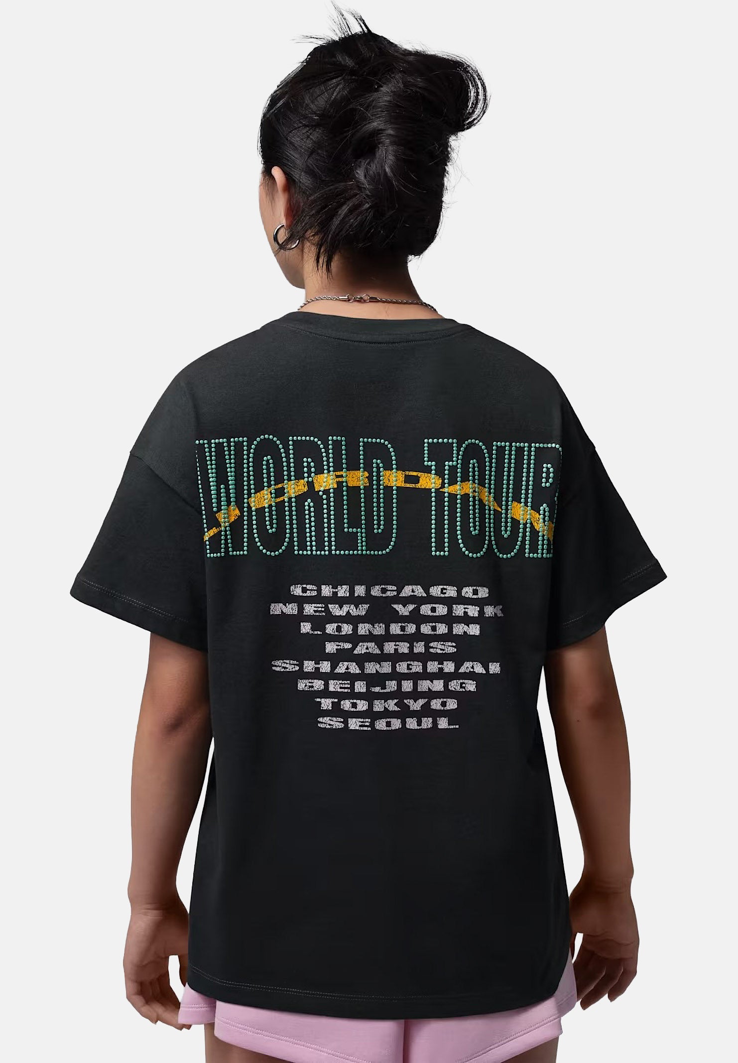 JORDAN T-shirt a manica corta Geo World Tour nera da bambina 45F790 G0T JORDAN 