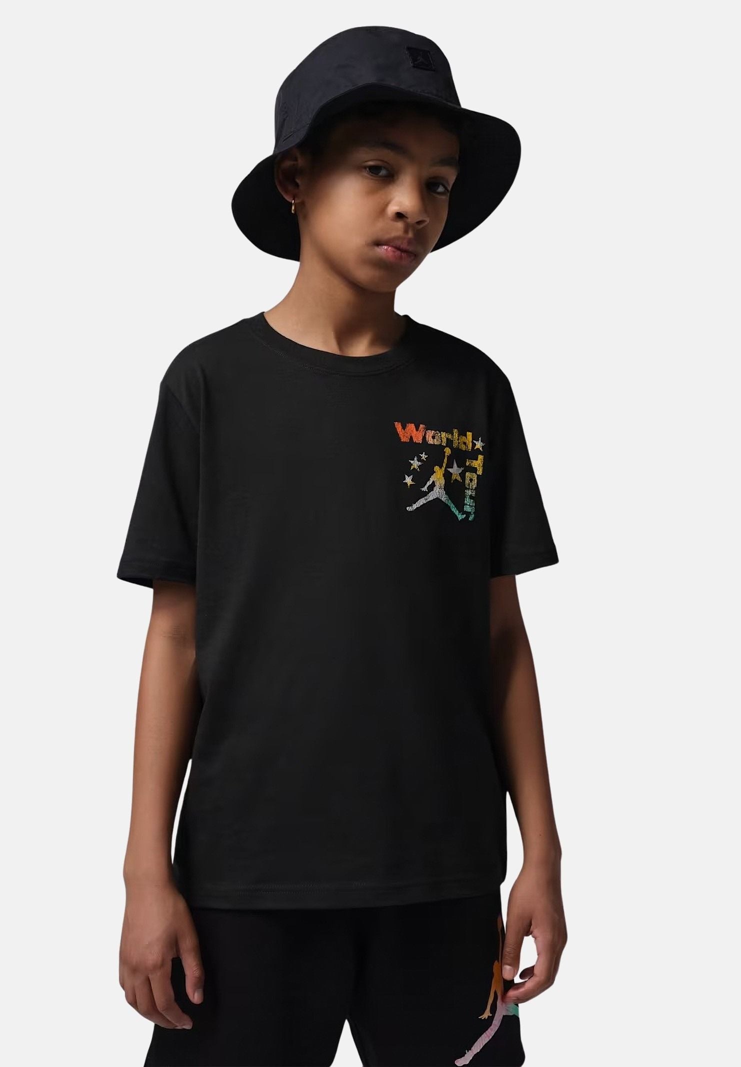 JORDAN T-shirt a manica corta World Tour nera da bambino 95F751 023 JORDAN 
