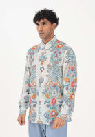 JUST CAVALLI Camicia a manica lunga azzurra da uomo con stampa all-over 80OAL210NS780 217 JUST CAVALLI 