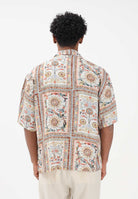 JUST CAVALLI Camicia a manica corta beige da uomo con stampa decorativa 80OALF01CNF05 R85 JUST CAVALLI 