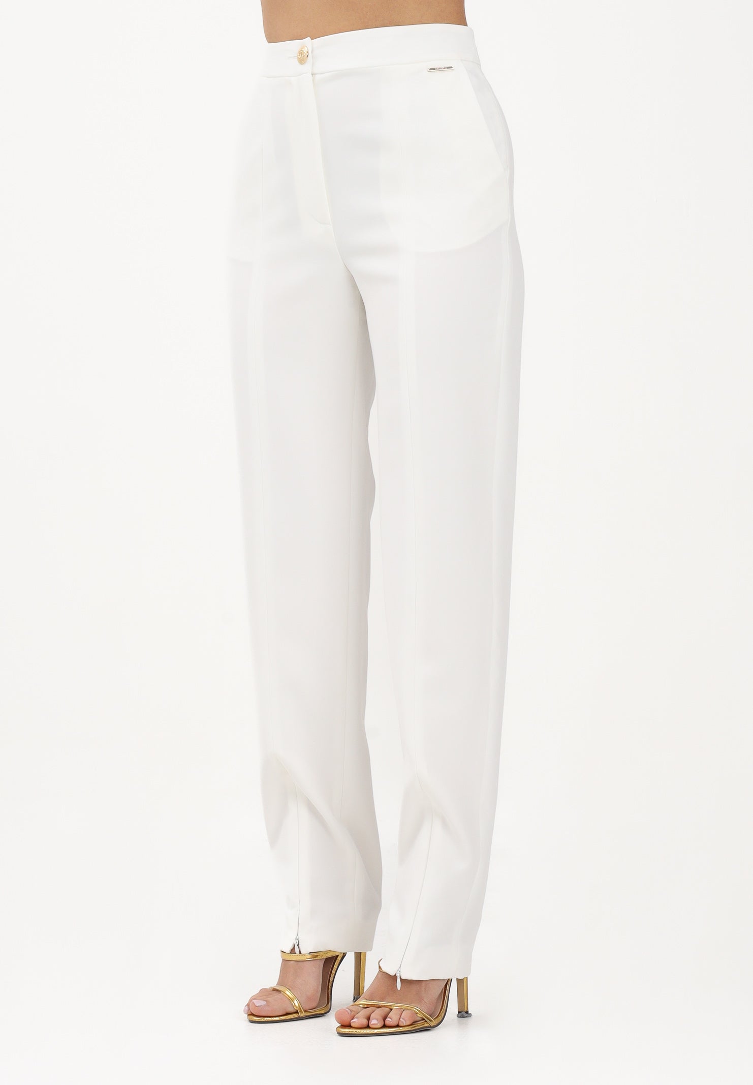 JUST CAVALLI Pantalone elegante bianco da donna con spacchi sul fondo 80PAA104N0450 004 JUST CAVALLI 