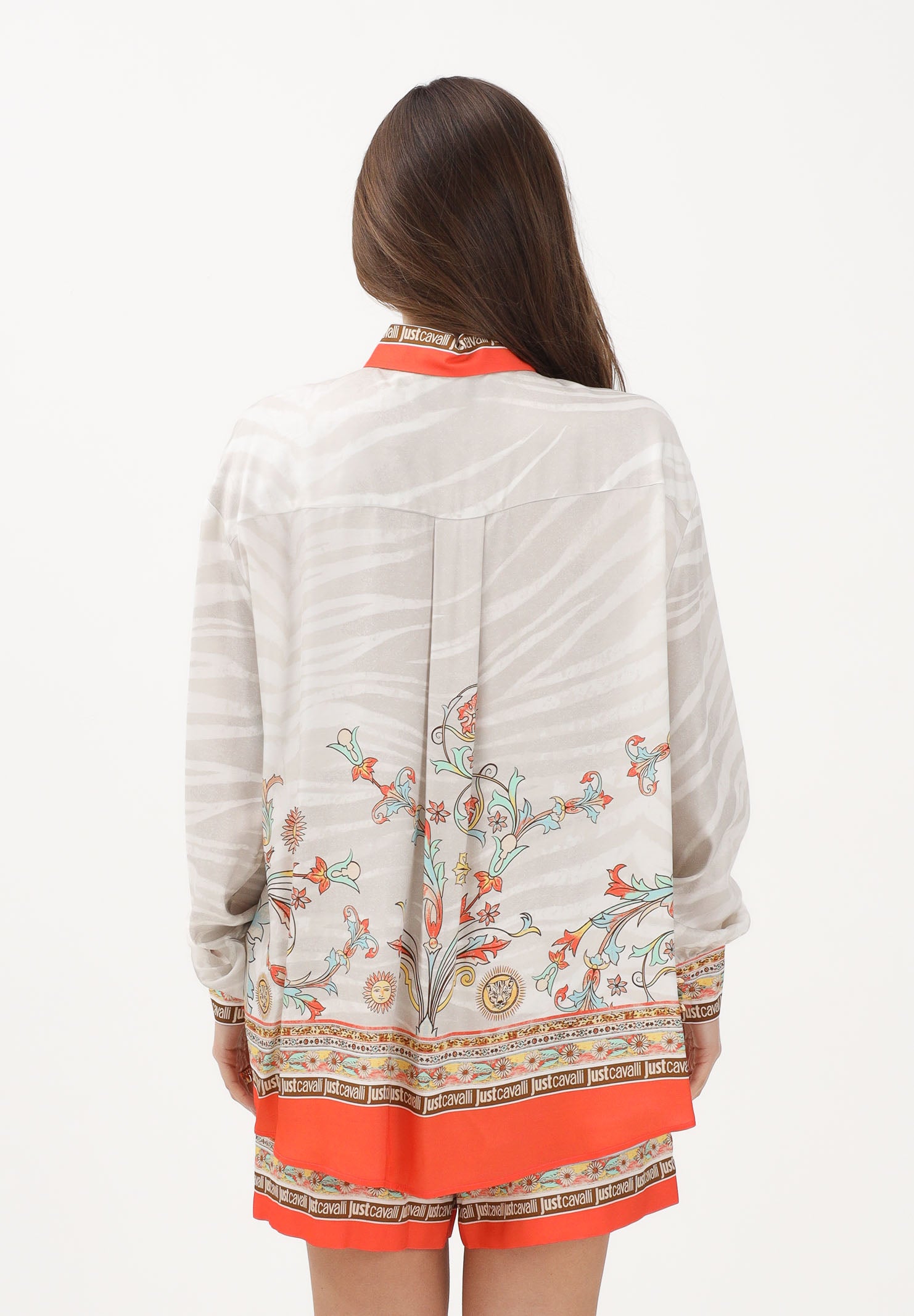 JUST CAVALLI Camicia a manica lunga avorio da donna con fantasia 80PAL2P6NS843 MC3 JUST CAVALLI 