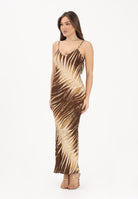 JUST CAVALLI Abito midi beige da donna con stampa di foglie stilizzate 80PAO925NS819 751 JUST CAVALLI 