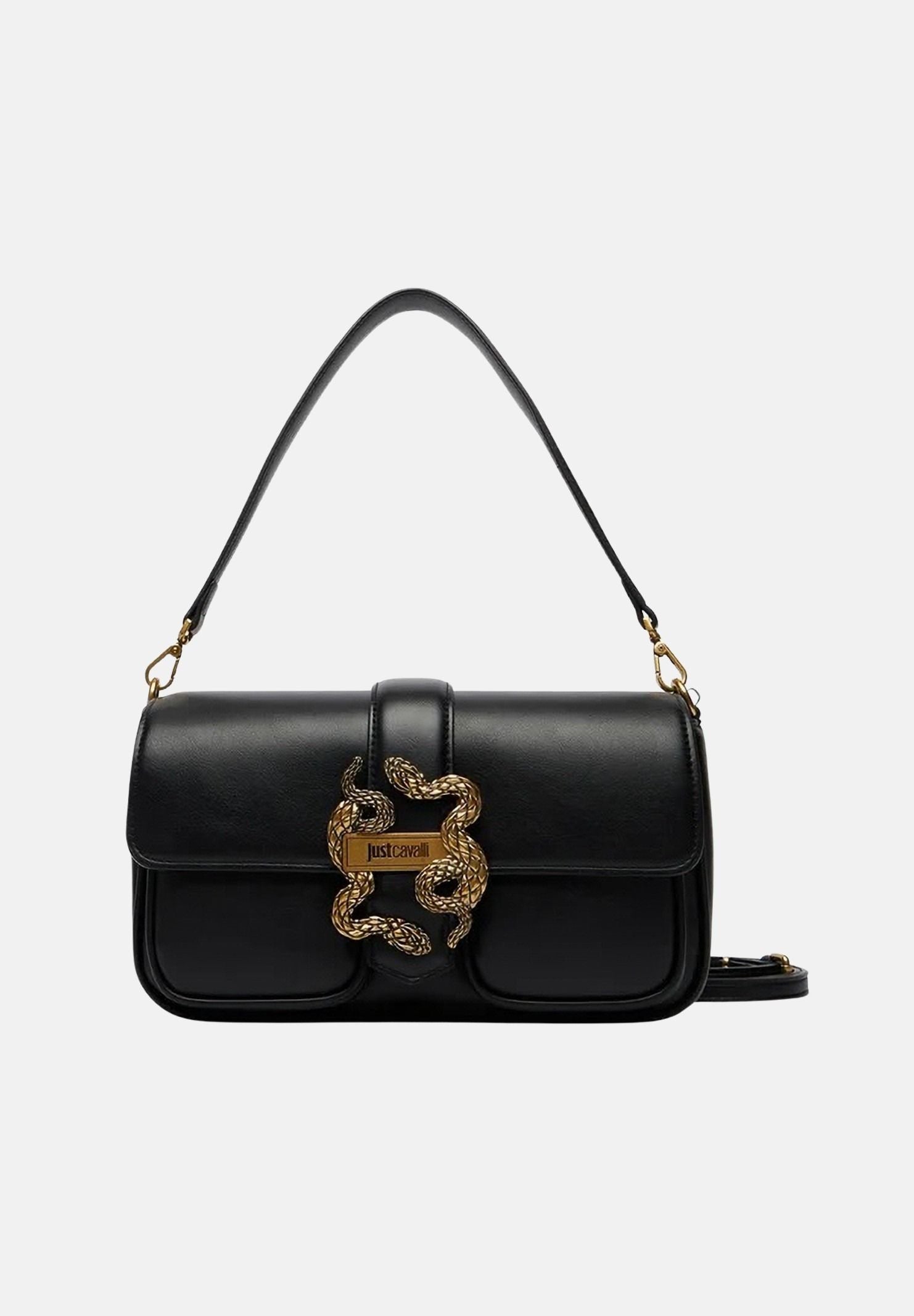 JUST CAVALLI Borsa a spalla nera da donna con fibbia logo 80RA4BA2ZSA89 899 JUST CAVALLI 