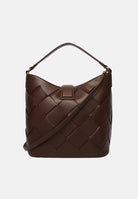 JUST CAVALLI Borsa a mano marrone da donna con lavorazione intrecciata e fibbia logo 80RA4BM4ZSD88 772 JUST CAVALLI 