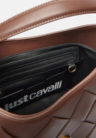 JUST CAVALLI Borsa a mano marrone da donna con lavorazione intrecciata e fibbia logo 80RA4BM4ZSD88 772 JUST CAVALLI 