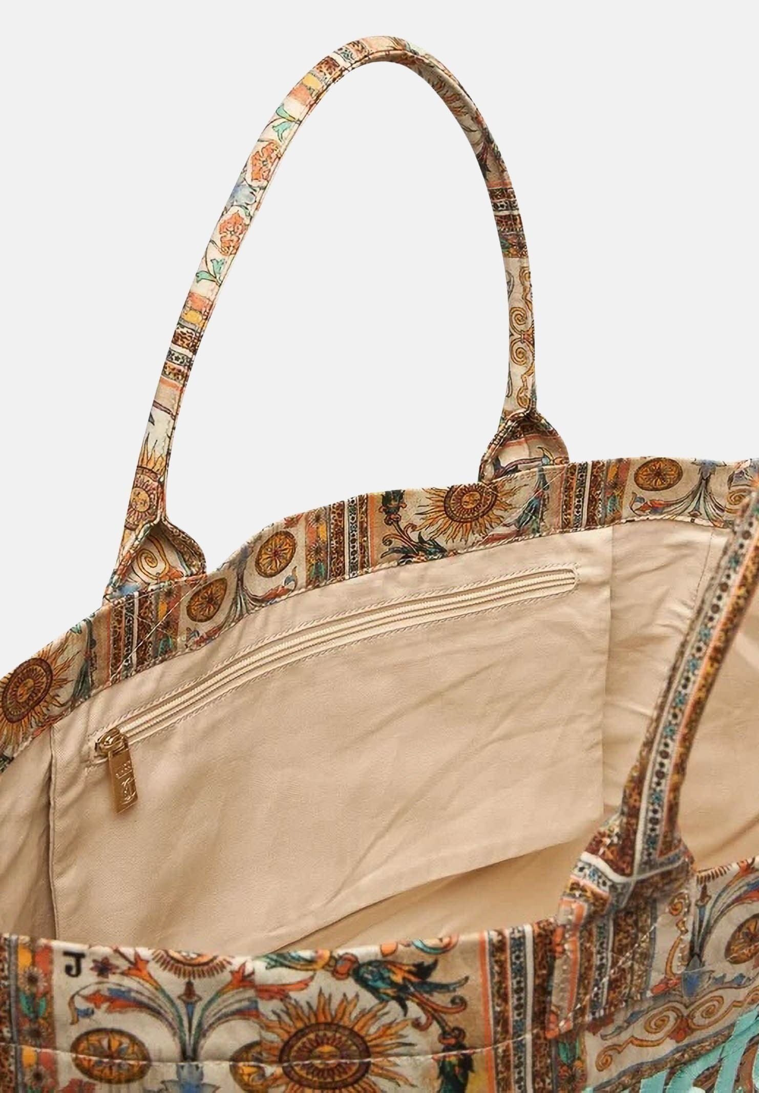 JUST CAVALLI Borsa mare beige da donna con stampa ornamentale 80RA4BS1ZG426 R85 JUST CAVALLI 
