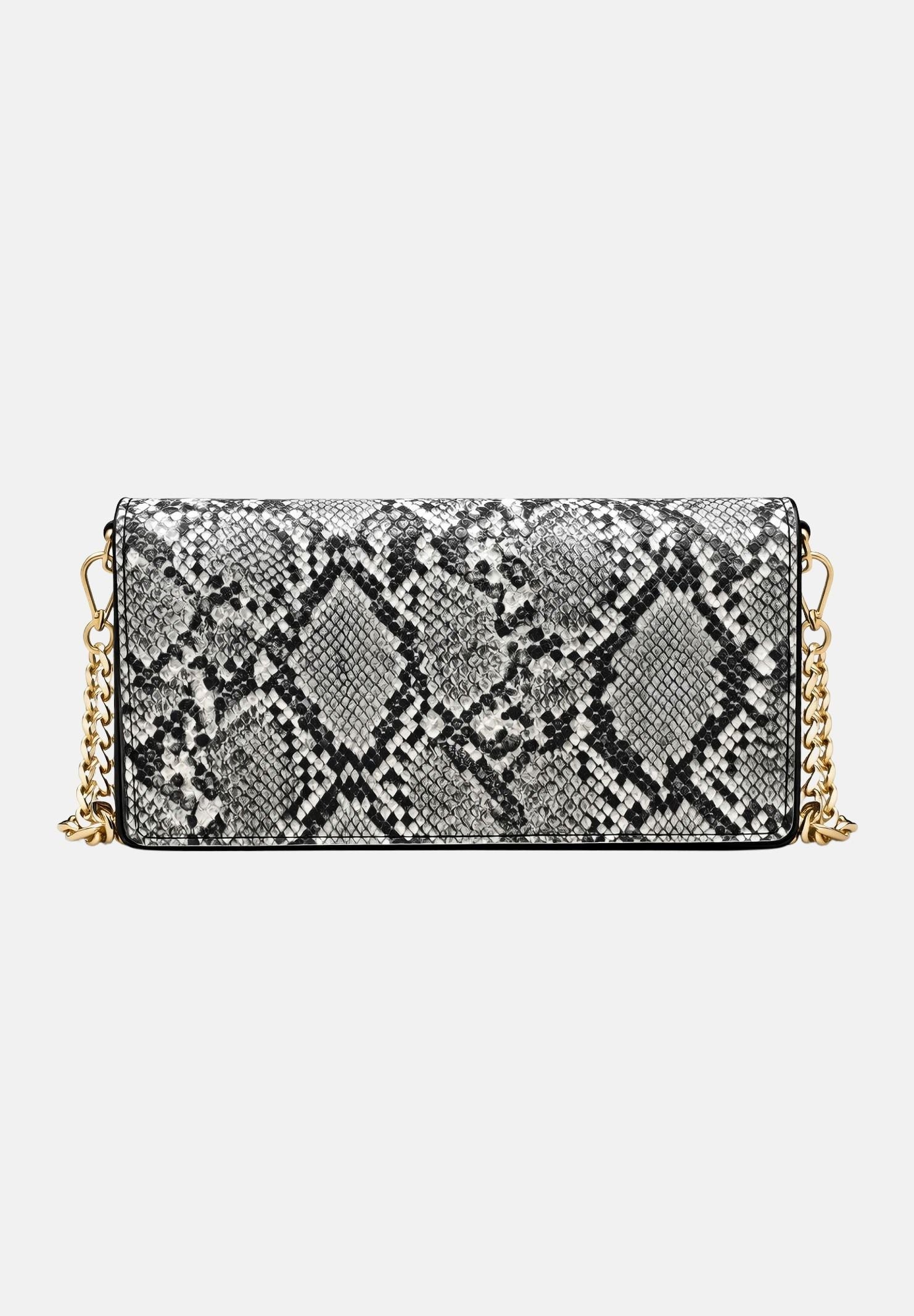 JUST CAVALLI Pochette pitonata bianca e nera da donna con logo 80RA5PD2ZSD84 L02 JUST CAVALLI 