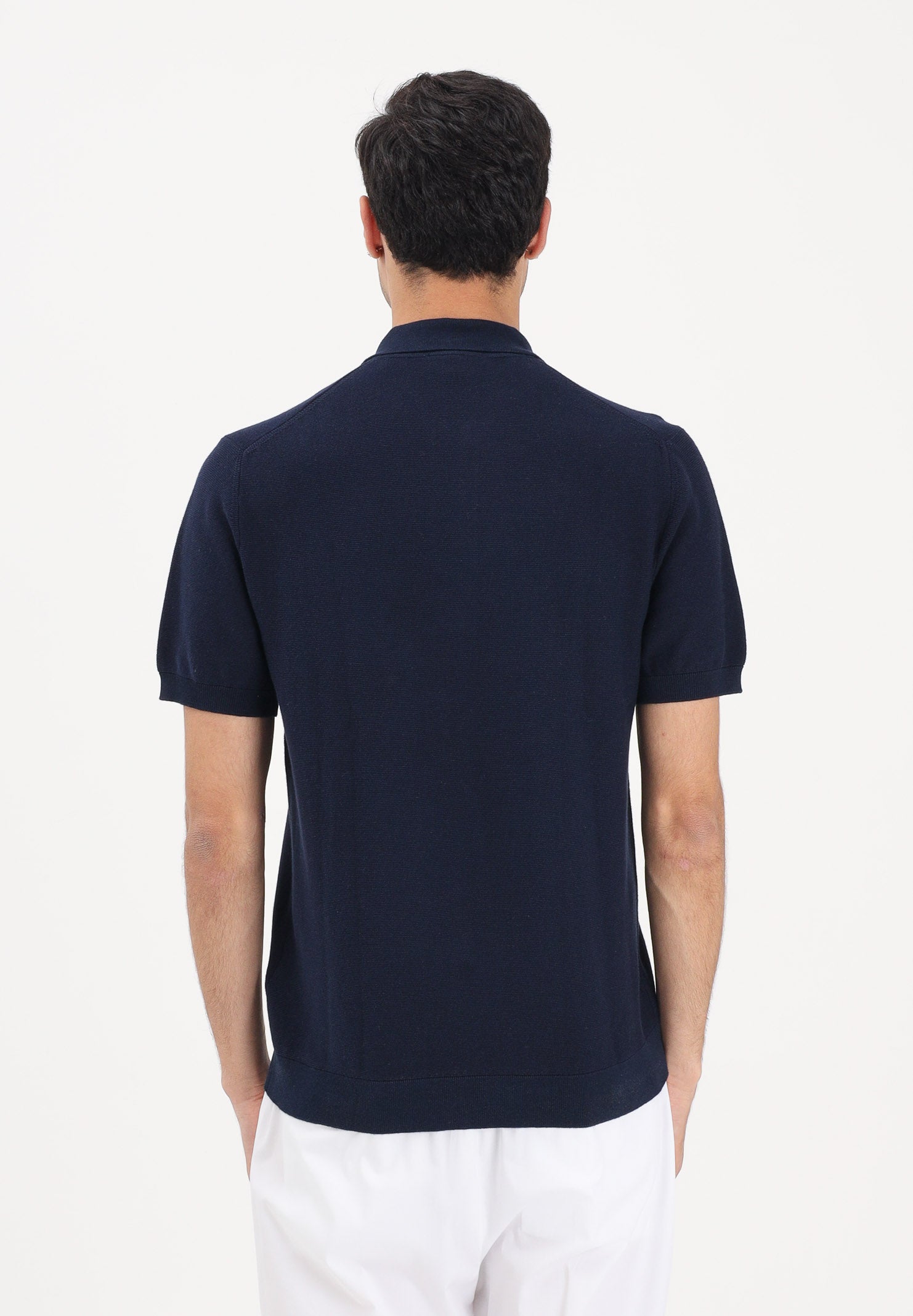 LACOSTE Polo a manica corta blu da uomo in maglia bouclé AH1043 166 LACOSTE 
