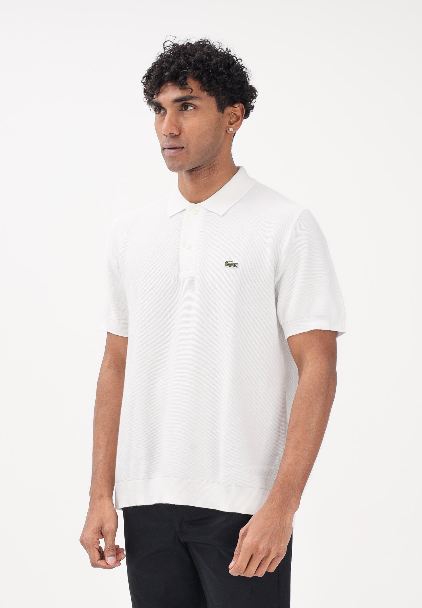 LACOSTE Polo a manica corta bianca da uomo in maglia bouclé AH1043 70V LACOSTE 