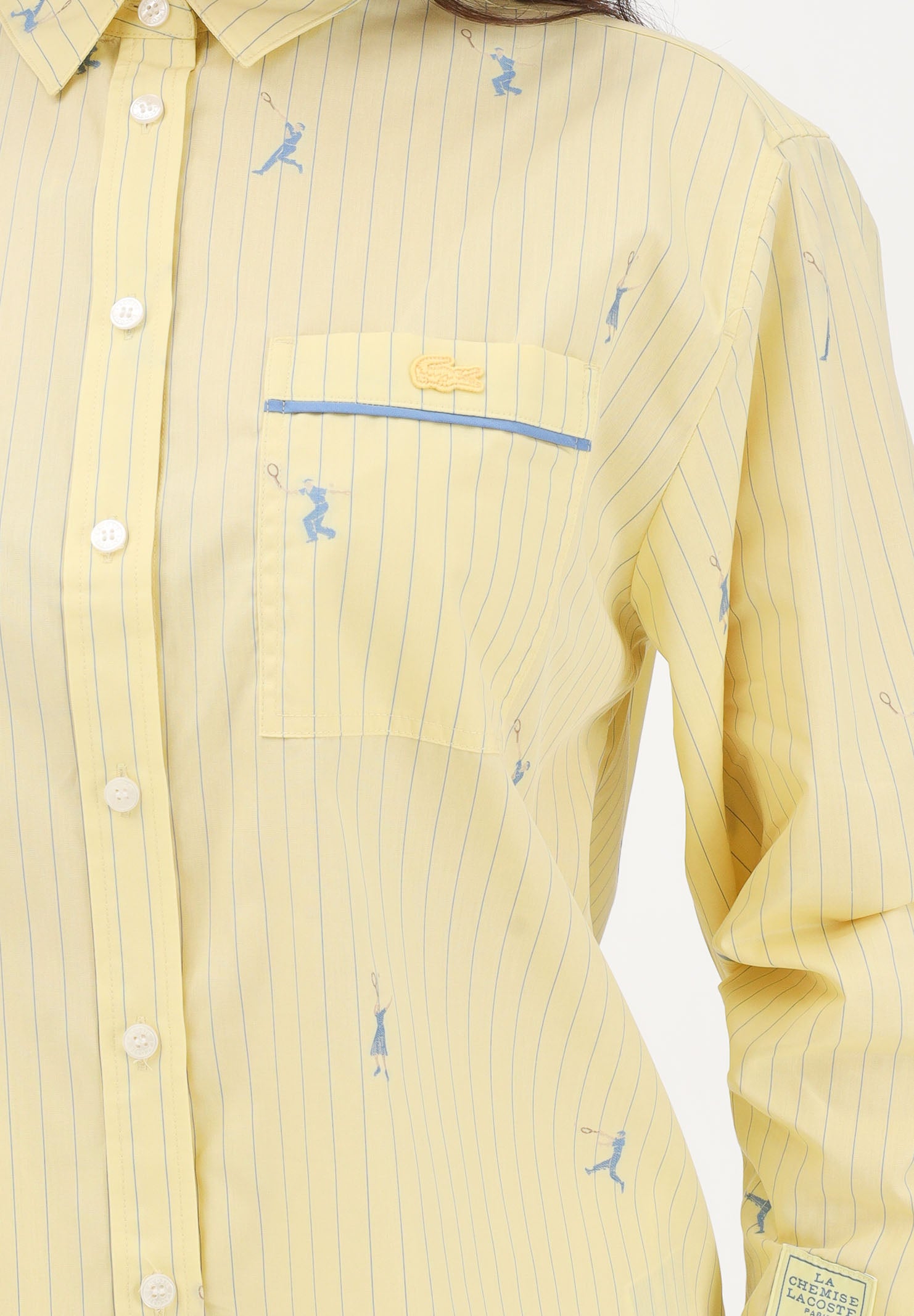 LACOSTE Camicia a manica lunga gialla da donna con motivi jacquard CF0586 2IA LACOSTE 