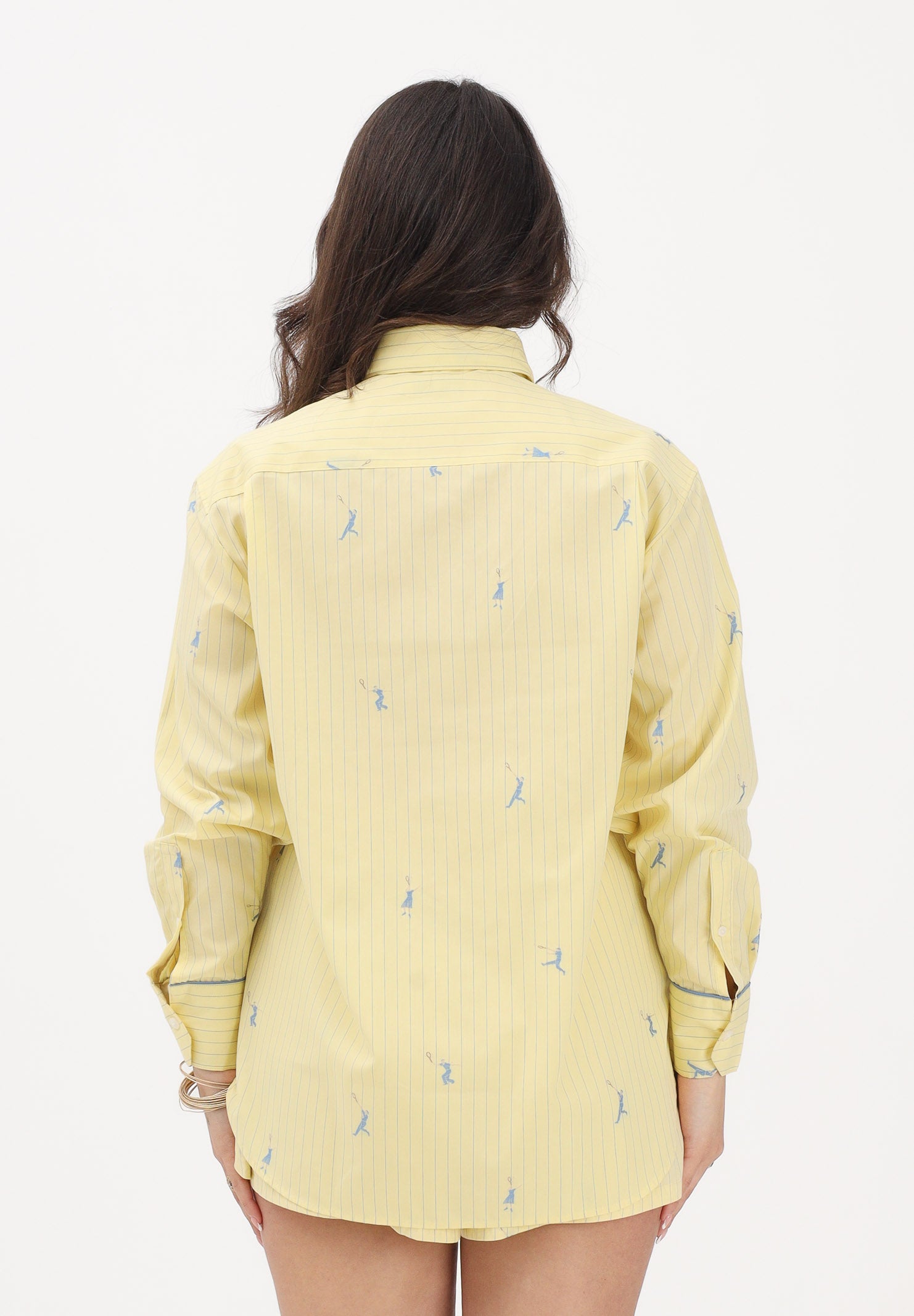 LACOSTE Camicia a manica lunga gialla da donna con motivi jacquard CF0586 2IA LACOSTE 