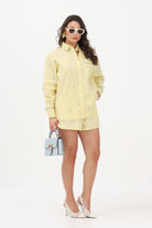 LACOSTE Camicia a manica lunga gialla da donna con motivi jacquard CF0586 2IA LACOSTE 