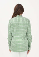 LACOSTE Camicia a manica lunga bianca e verde da donna con collo annodato staccabile CF2626 4SI LACOSTE 