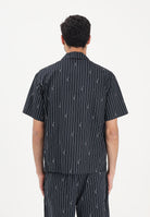 LACOSTE Camicia a manica corta nera da uomo in twill stampata CH2343 IY8 LACOSTE 