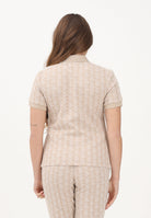LACOSTE Polo a manica corta beige da donna con fantasia monogramma DF3364 8GI LACOSTE 