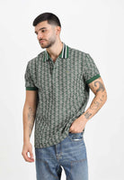LACOSTE Polo a manica corta verde da uomo in jacquard con monogramma DH1417 D1R LACOSTE 