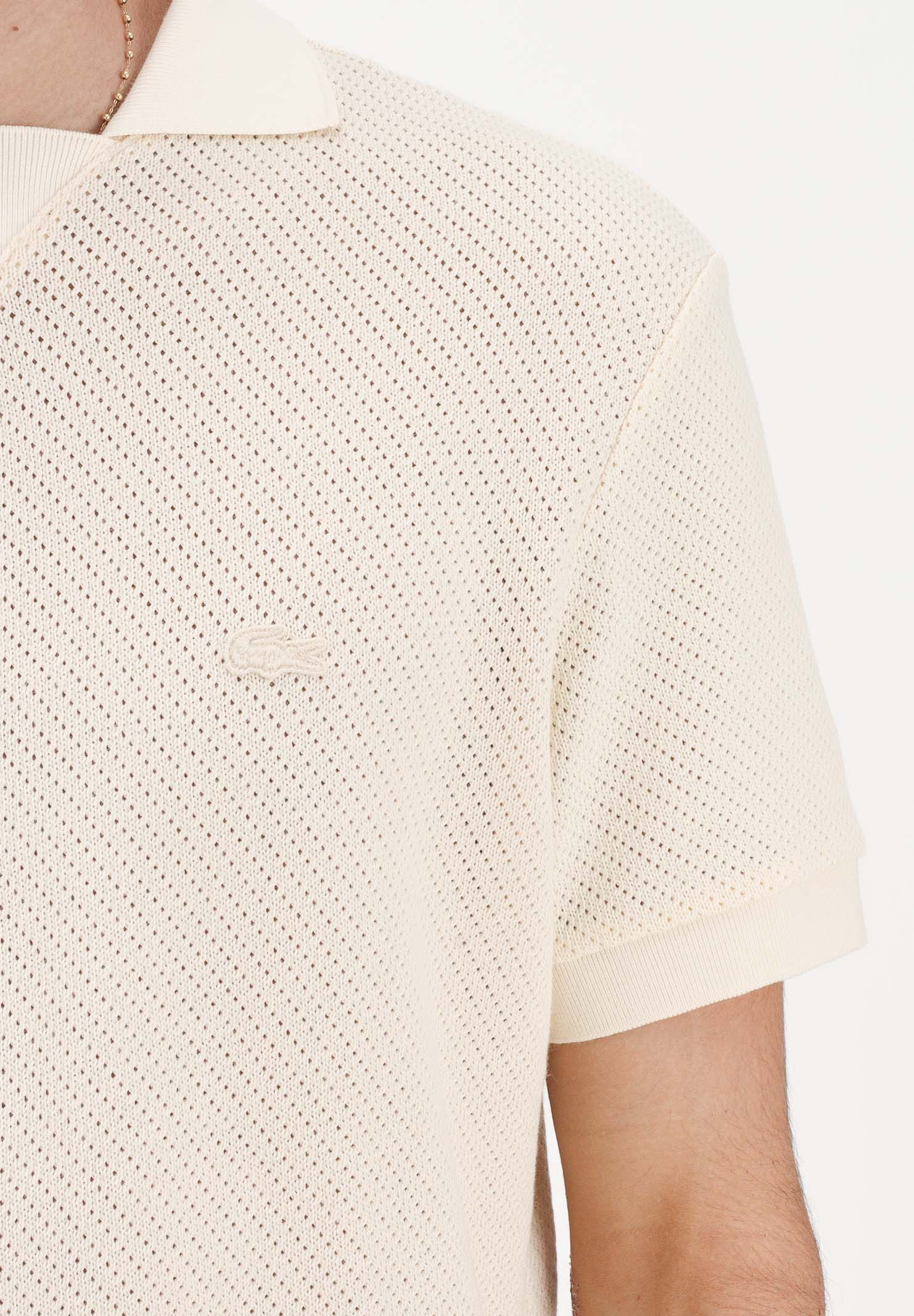 LACOSTE Polo in maglia panna da uomo DH2677 056 LACOSTE 