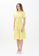 LACOSTE Abito midi giallo da donna in mini piqué EF9621 107 LACOSTE 