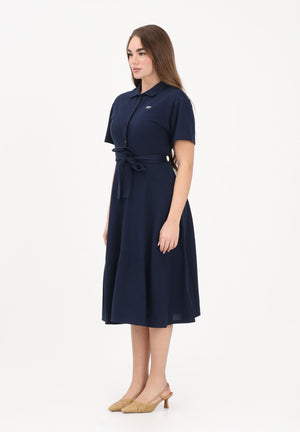 LACOSTE Abito midi blu da donna in mini piqué EF9621 166 LACOSTE 