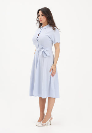 LACOSTE Abito midi azzurro da donna in mini piqué EF9621 J2G LACOSTE 