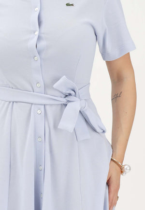 LACOSTE Abito midi azzurro da donna in mini piqué EF9621 J2G LACOSTE 
