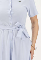 LACOSTE Abito midi azzurro da donna in mini piqué EF9621 J2G LACOSTE 