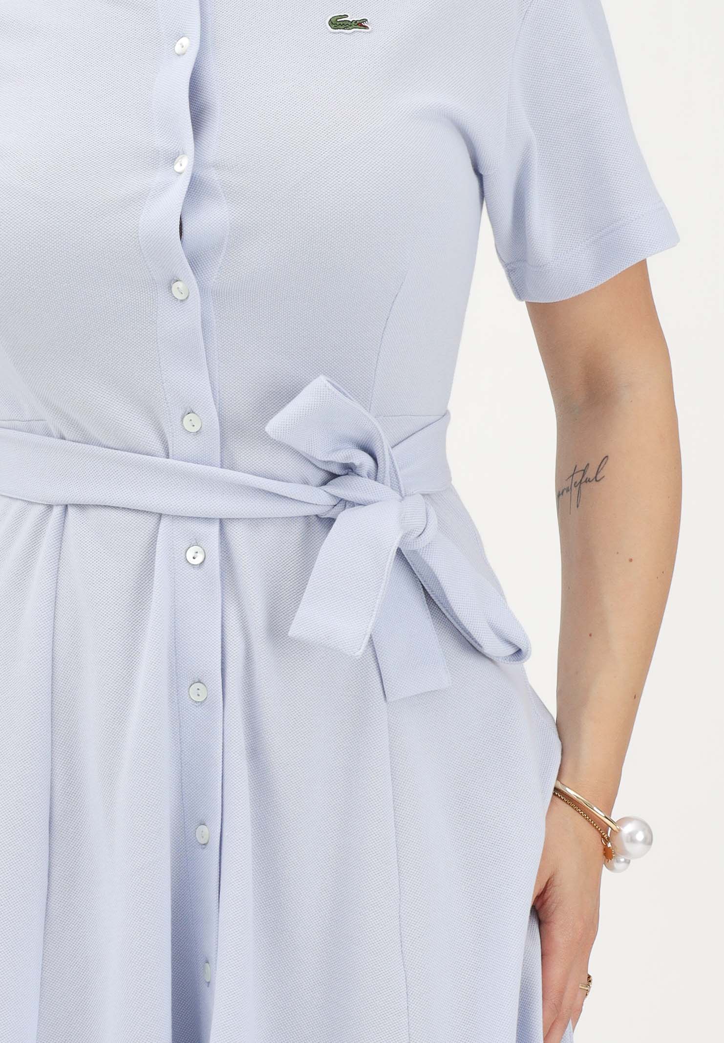 LACOSTE Abito midi azzurro da donna in mini piqué EF9621 J2G LACOSTE 