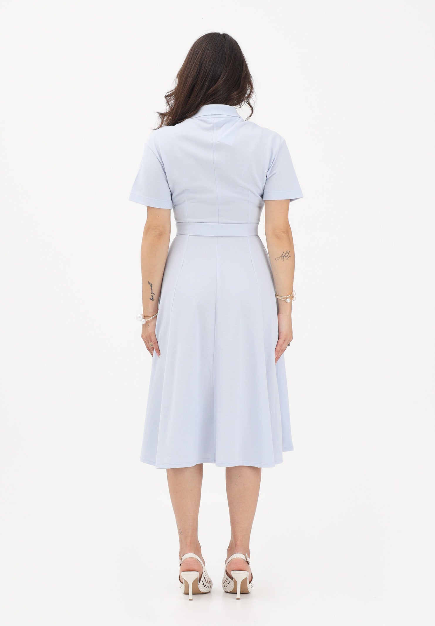 LACOSTE Abito midi azzurro da donna in mini piqué EF9621 J2G LACOSTE 