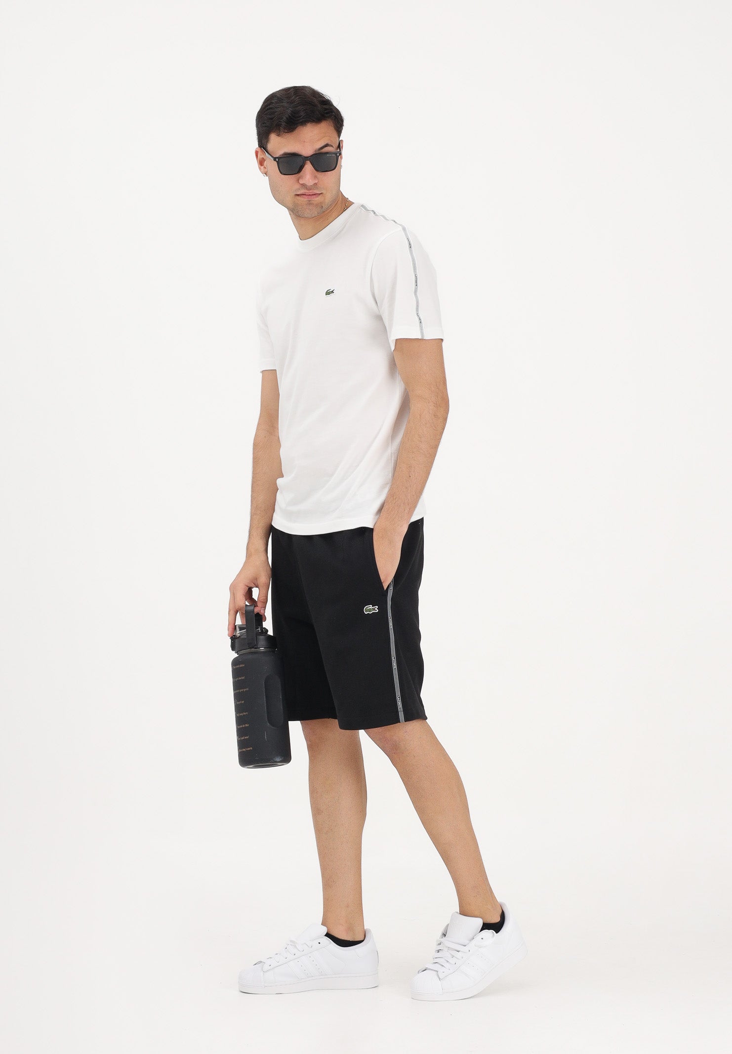 LACOSTE Shorts sportivo nero da uomo con striscia con logo GH0886 031 LACOSTE 