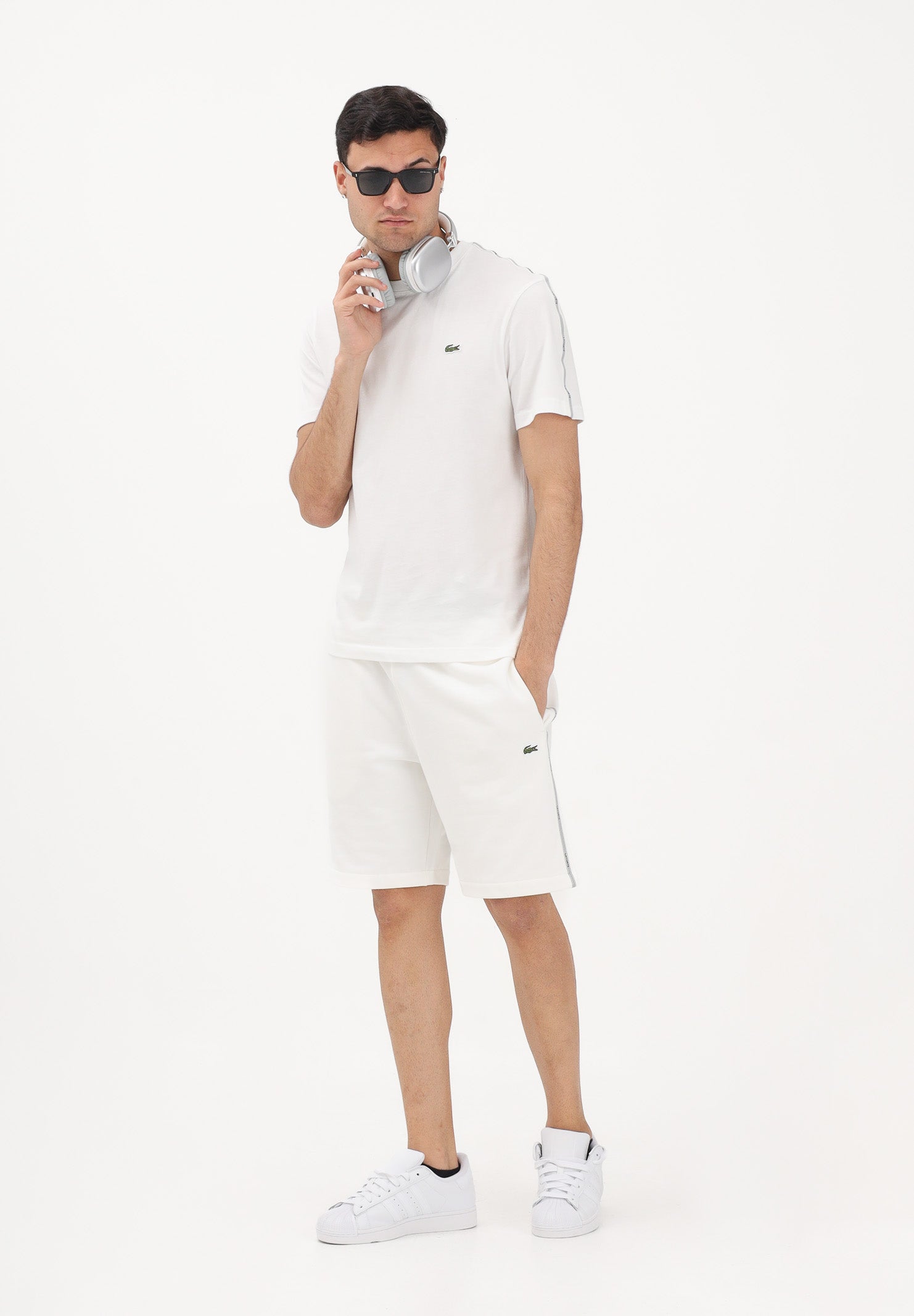 LACOSTE Shorts sportivo bianco da uomo con striscia con logo GH0886 70V LACOSTE 