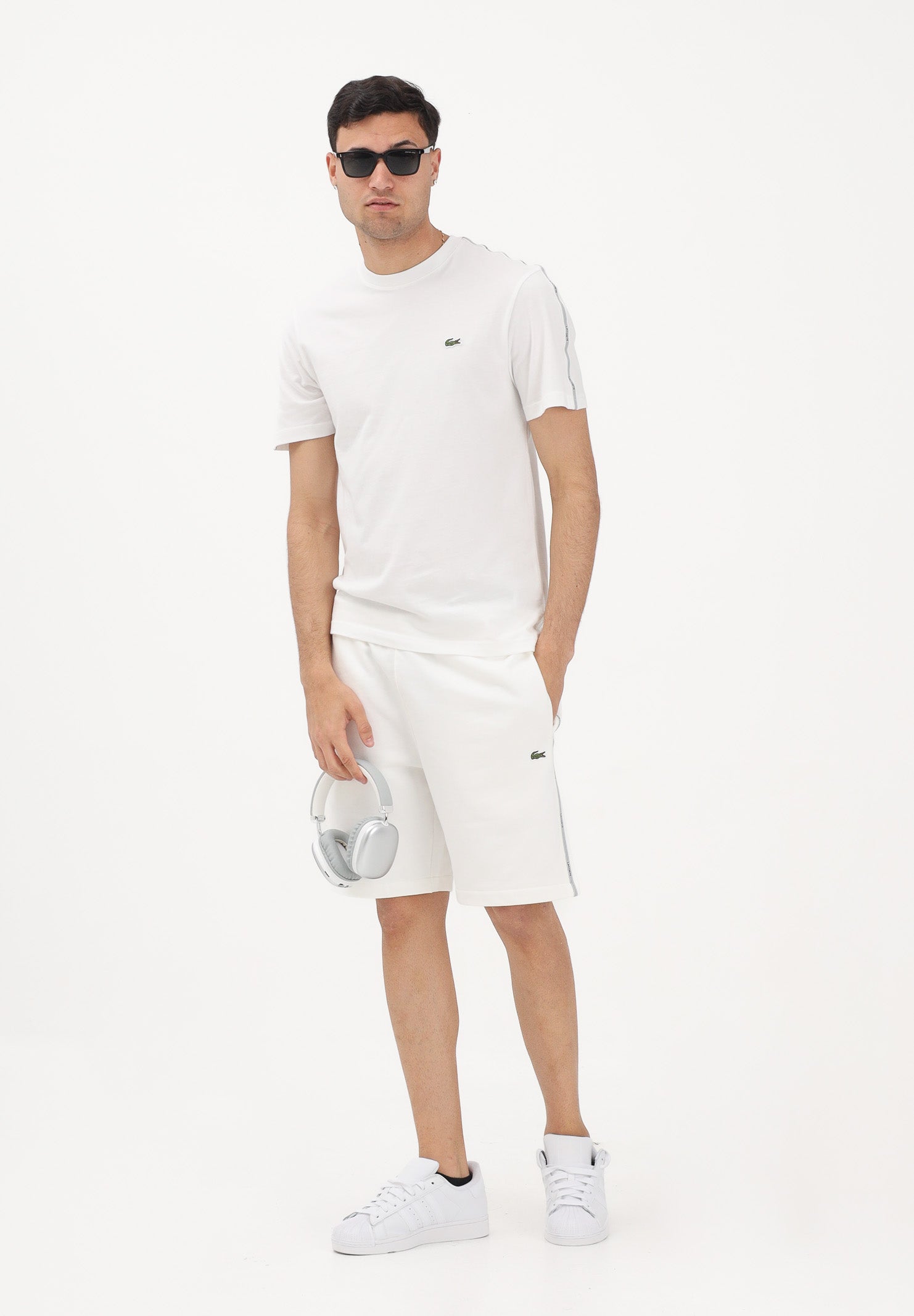 LACOSTE Shorts sportivo bianco da uomo con striscia con logo GH0886 70V LACOSTE 