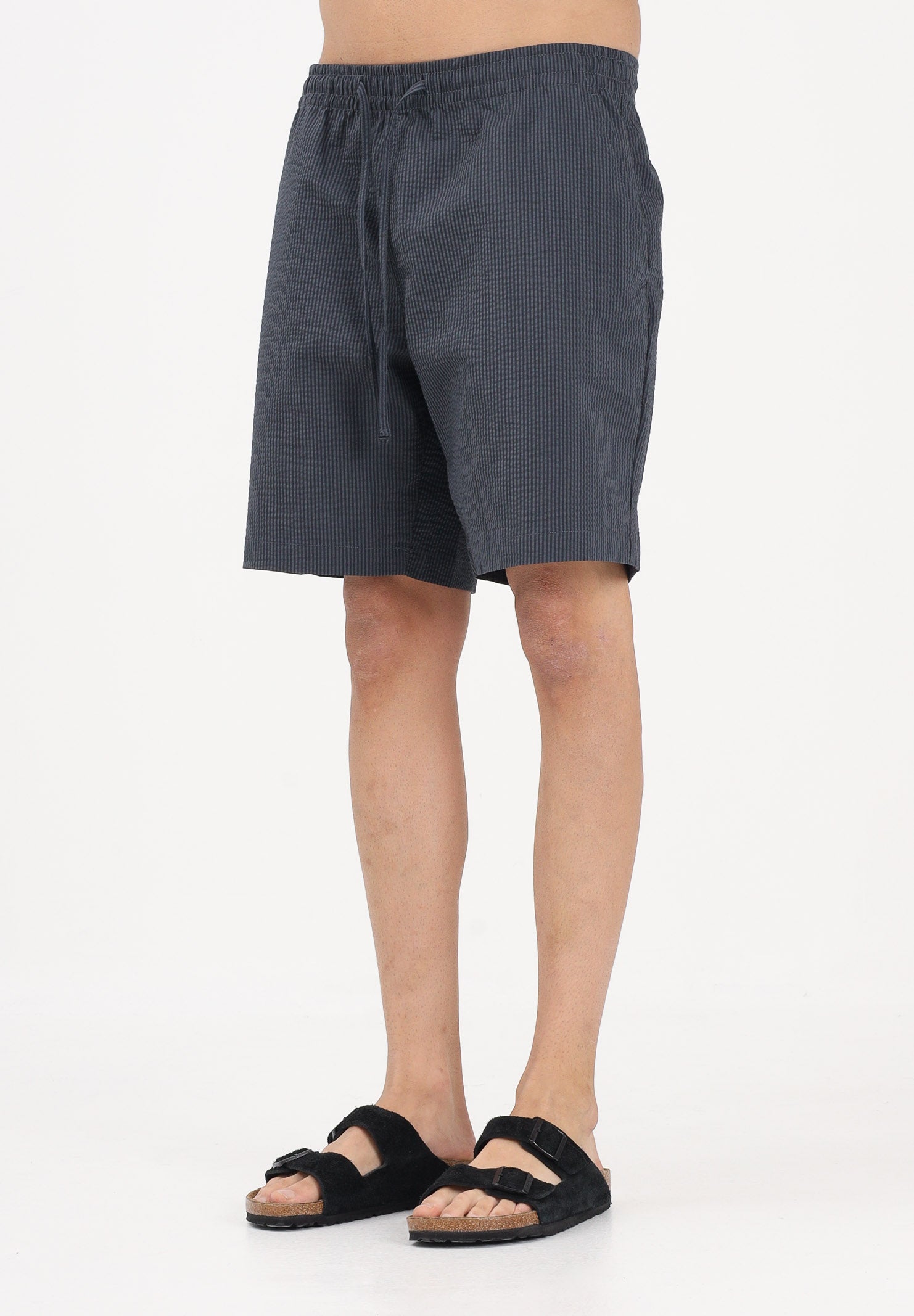 LACOSTE Shorts nero da uomo in seersucker di cotone GH1977 4CI LACOSTE 