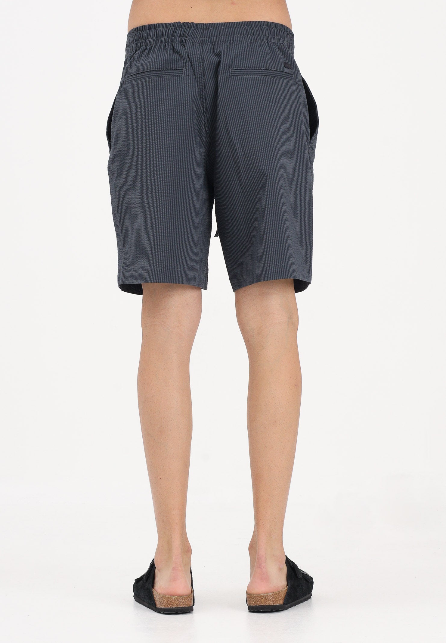 LACOSTE Shorts nero da uomo in seersucker di cotone GH1977 4CI LACOSTE 