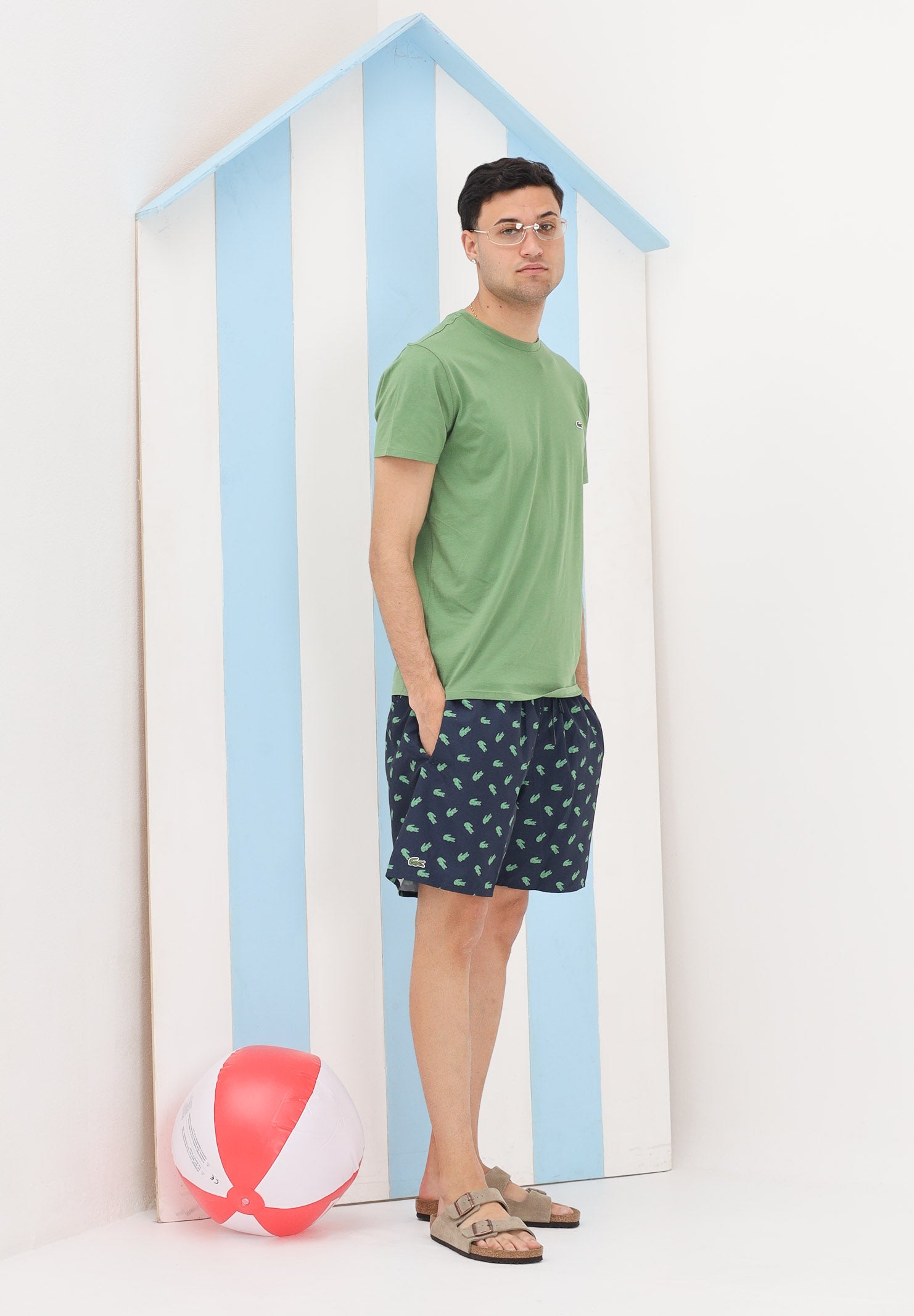 LACOSTE Shorts mare blu da uomo con stampa coccodrillo MH1851 166 LACOSTE 