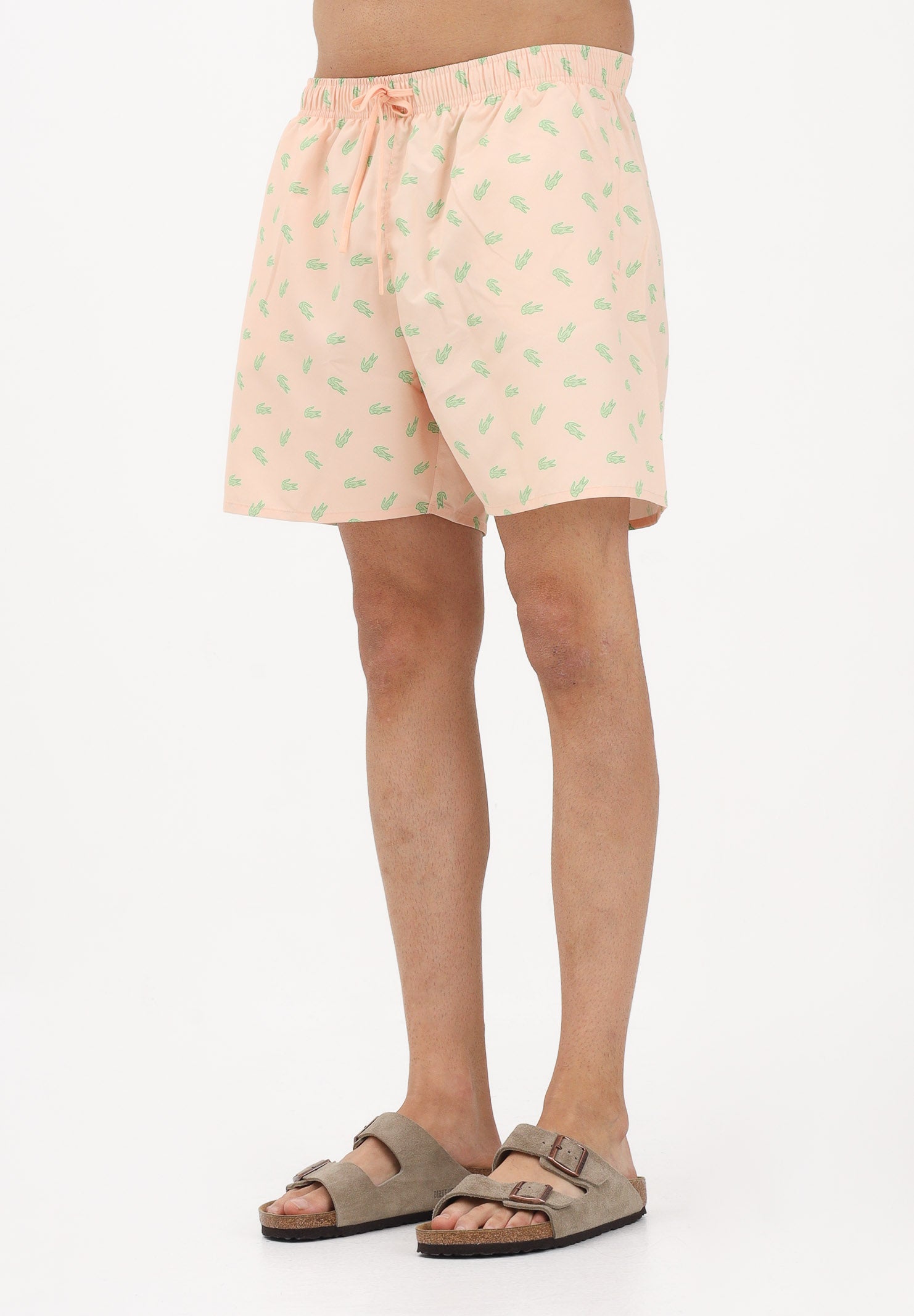 LACOSTE Shorts mare rosa pesca da uomo con stampa coccodrillo MH1851 BIG LACOSTE 