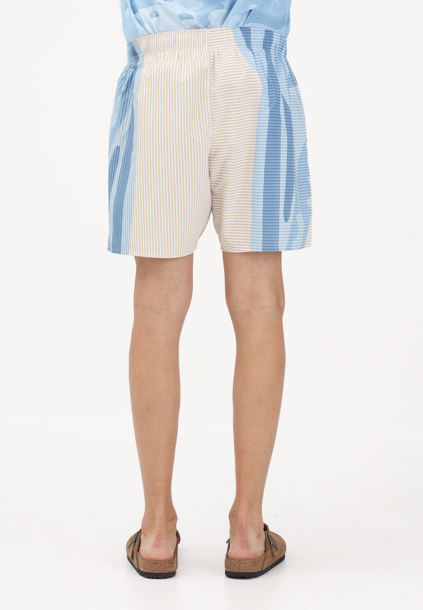 LACOSTE Shorts mare panna e azzurro da uomo con stampa MH1902 3IY LACOSTE 