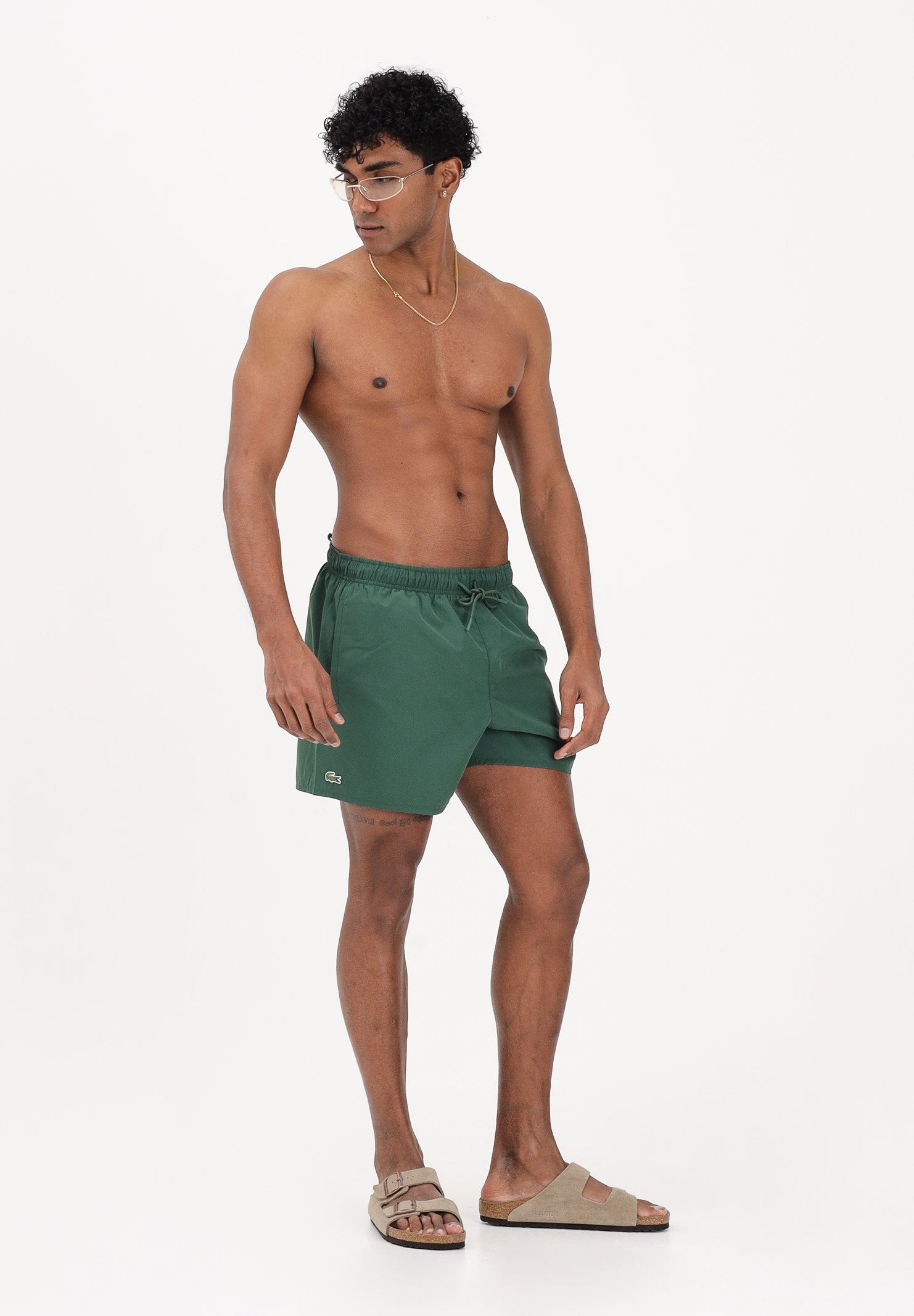 LACOSTE Shorts mare verde da uomo con patch logo MH6270 S30 LACOSTE 