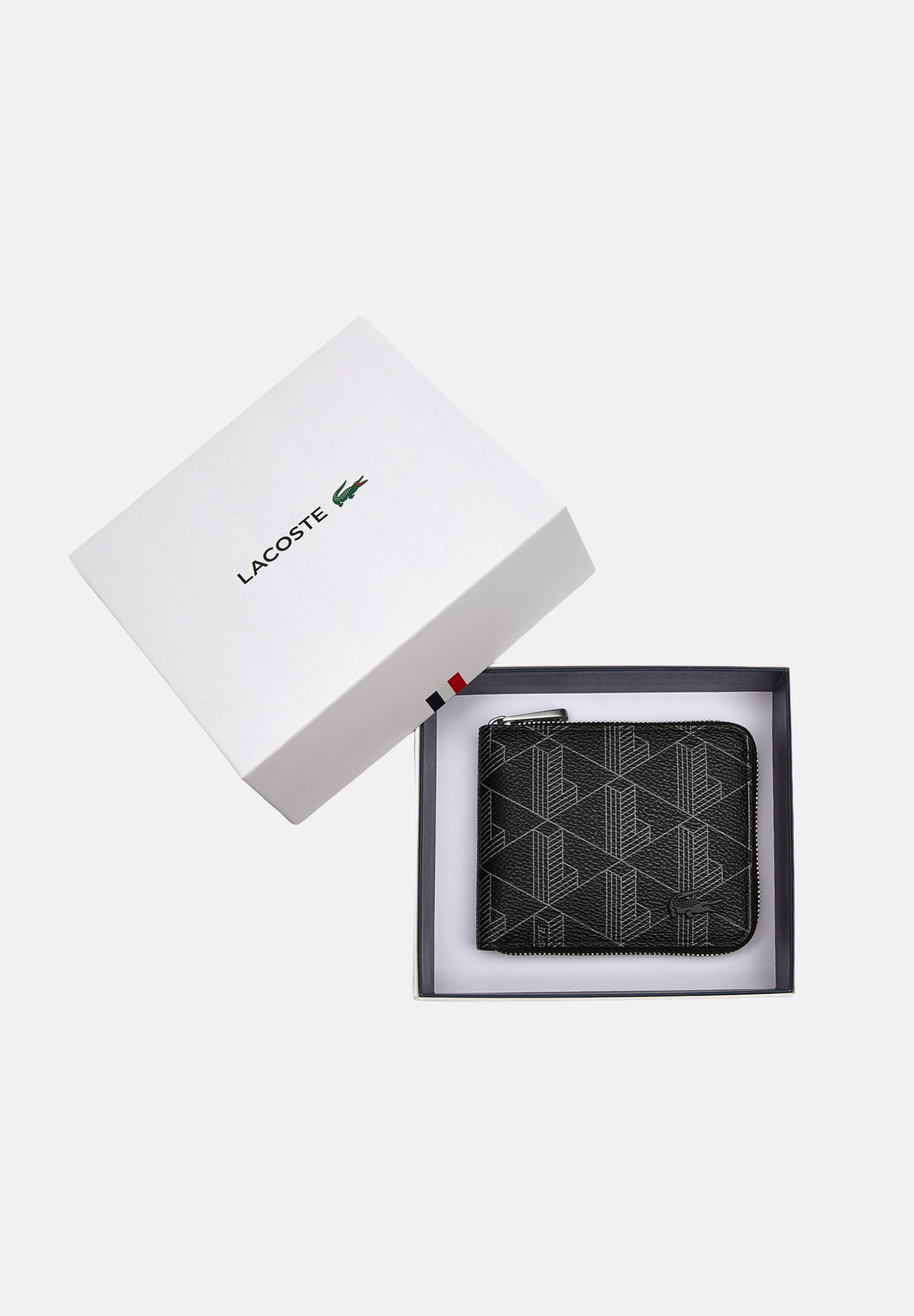 LACOSTE Portafogli nero da uomo con motivo monogram NH4005 H45 LACOSTE 